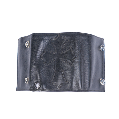 CHROME HEARTS BLACK CROSS PATCH SNAP WALLET