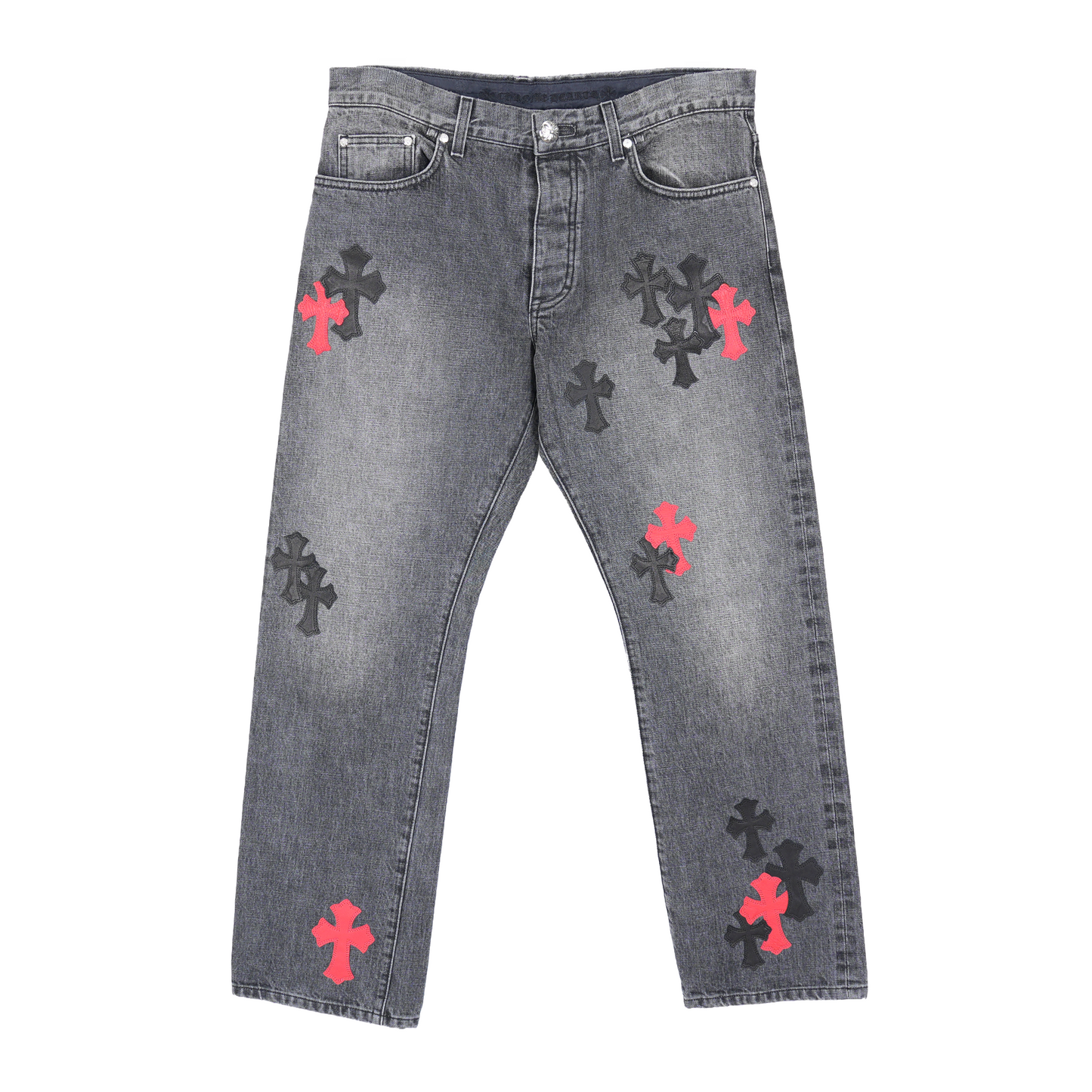 CHROME HEARTS DRAKE CLB RED/BLACK PATCH DENIM