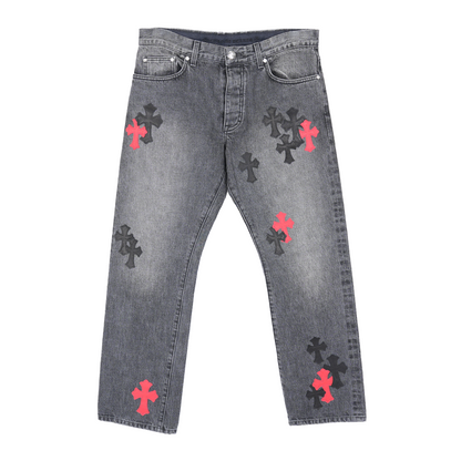 CHROME HEARTS DRAKE CLB RED/BLACK PATCH DENIM