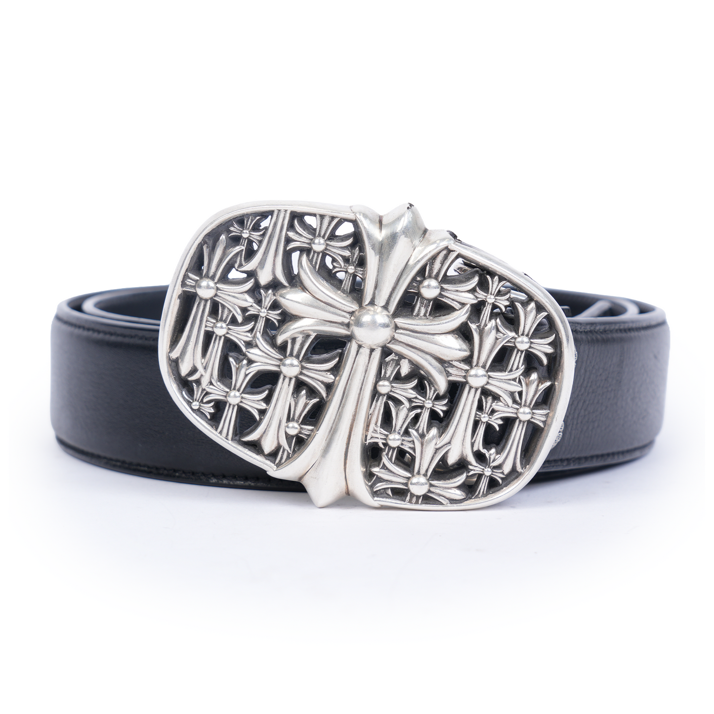 CHROME HEARTS CEMETERY BUCKLE WITH PLAIN BLACK STRAP