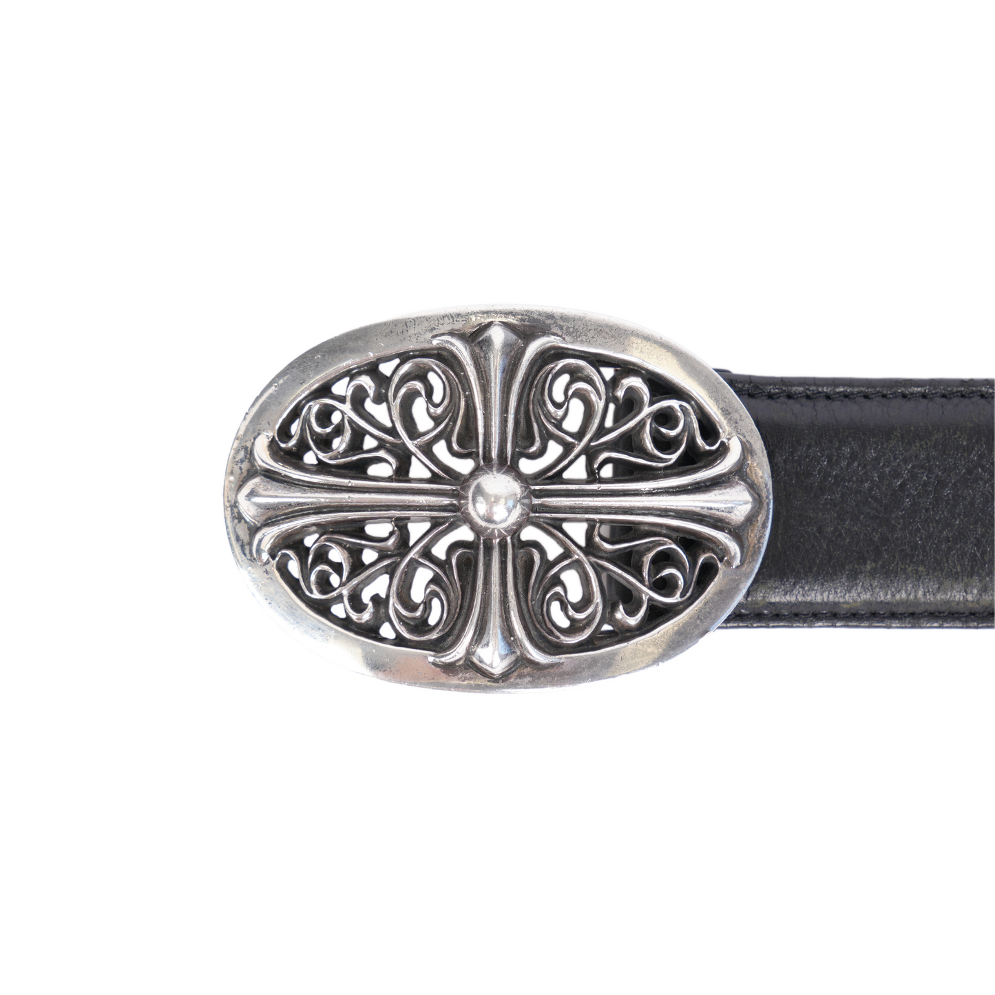 CHROME HEARTS OVAL BUCKLE WITH ATTACHED BLACK STRAP
