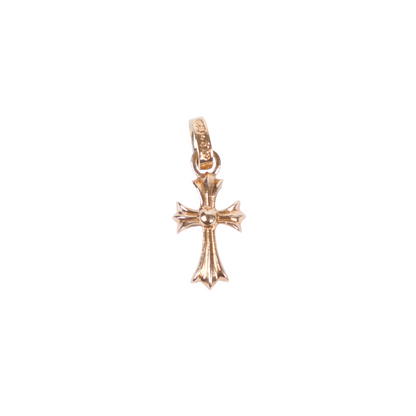 CHROME HEARTS EMERALD BABY FAT CROSS 22K GOLD PENDANT