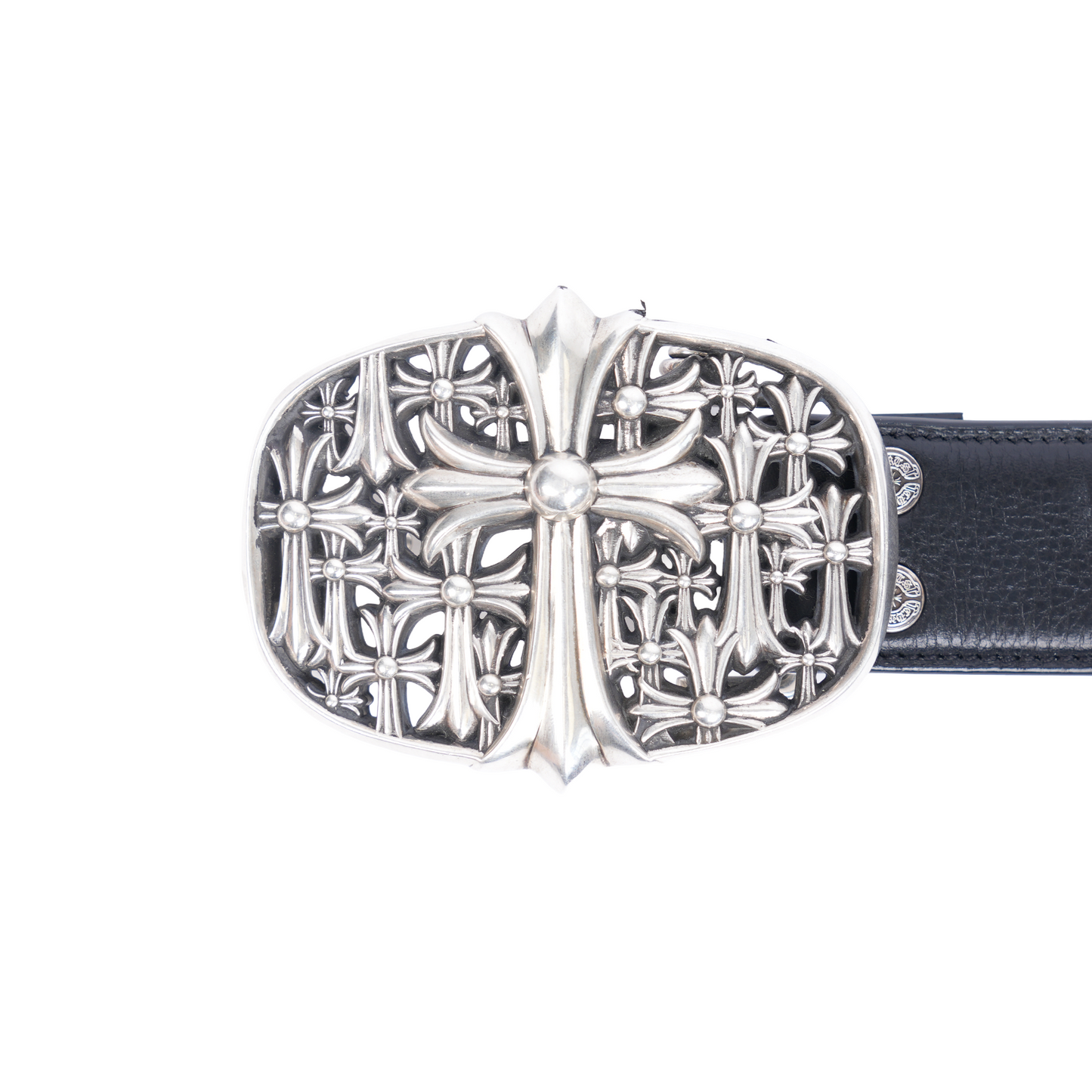 CHROME HEARTS CEMETERY BUCKLE WITH PLAIN BLACK STRAP