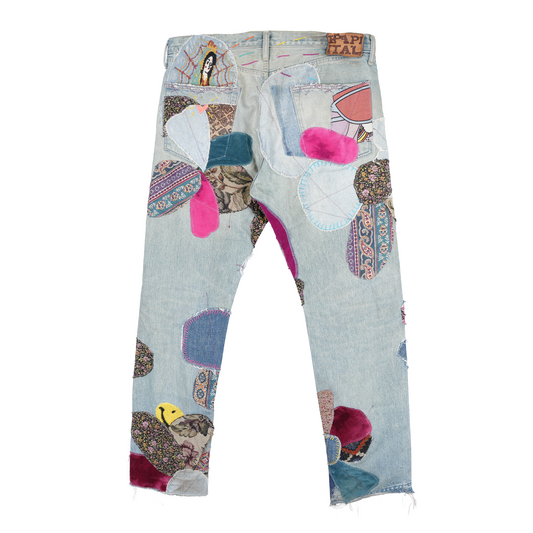 KAPITAL EL PASO FLARED PATCHWORK 14OZ DENIM