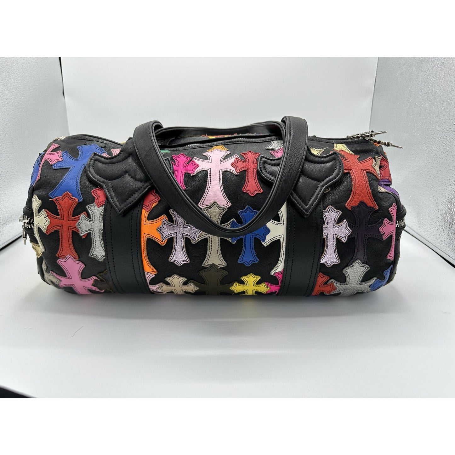 CHROME HEARTS MULTICOLOR CROSS PATCH DUFFLE BAG