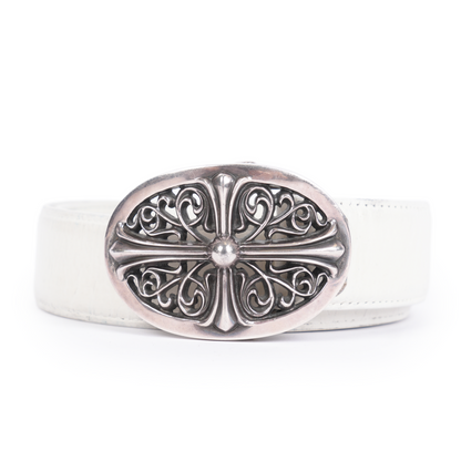 CHROME HEARTS OVAL BUCKLE WITH WHITE STRAP