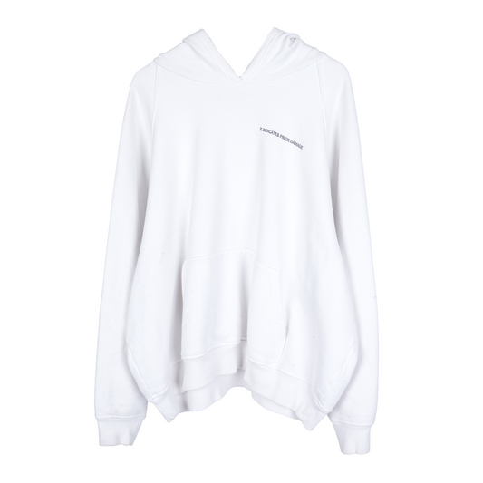 ERD X INDICATES PRIOR DAMAGE WHITE HOODIE
