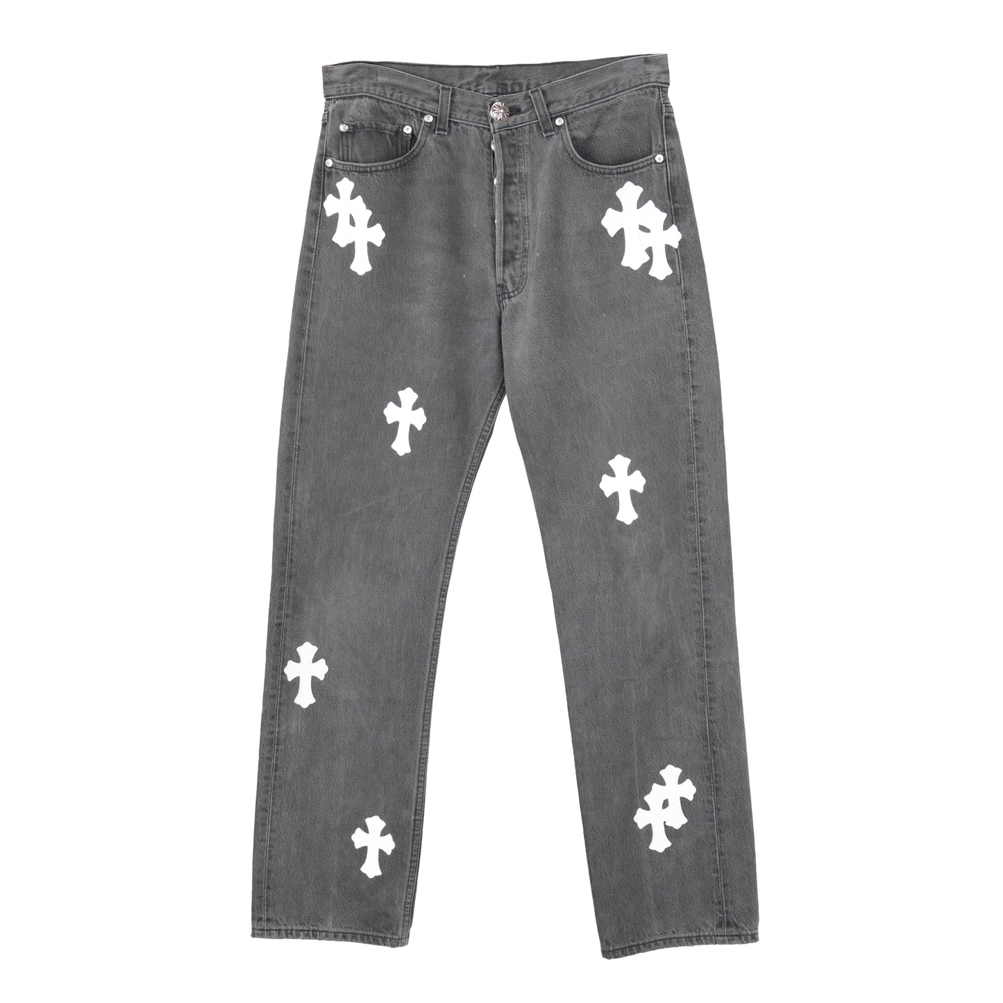 CHROME HEARTS GREY WASH WHITE PATCH LEVIS 501 DENIM