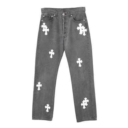 CHROME HEARTS GREY WASH WHITE PATCH LEVIS 501 DENIM