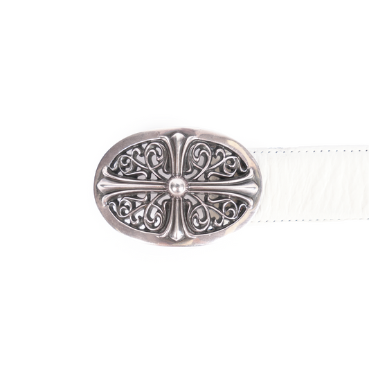 CHROME HEARTS OVAL BUCKLE WITH WHITE STRAP