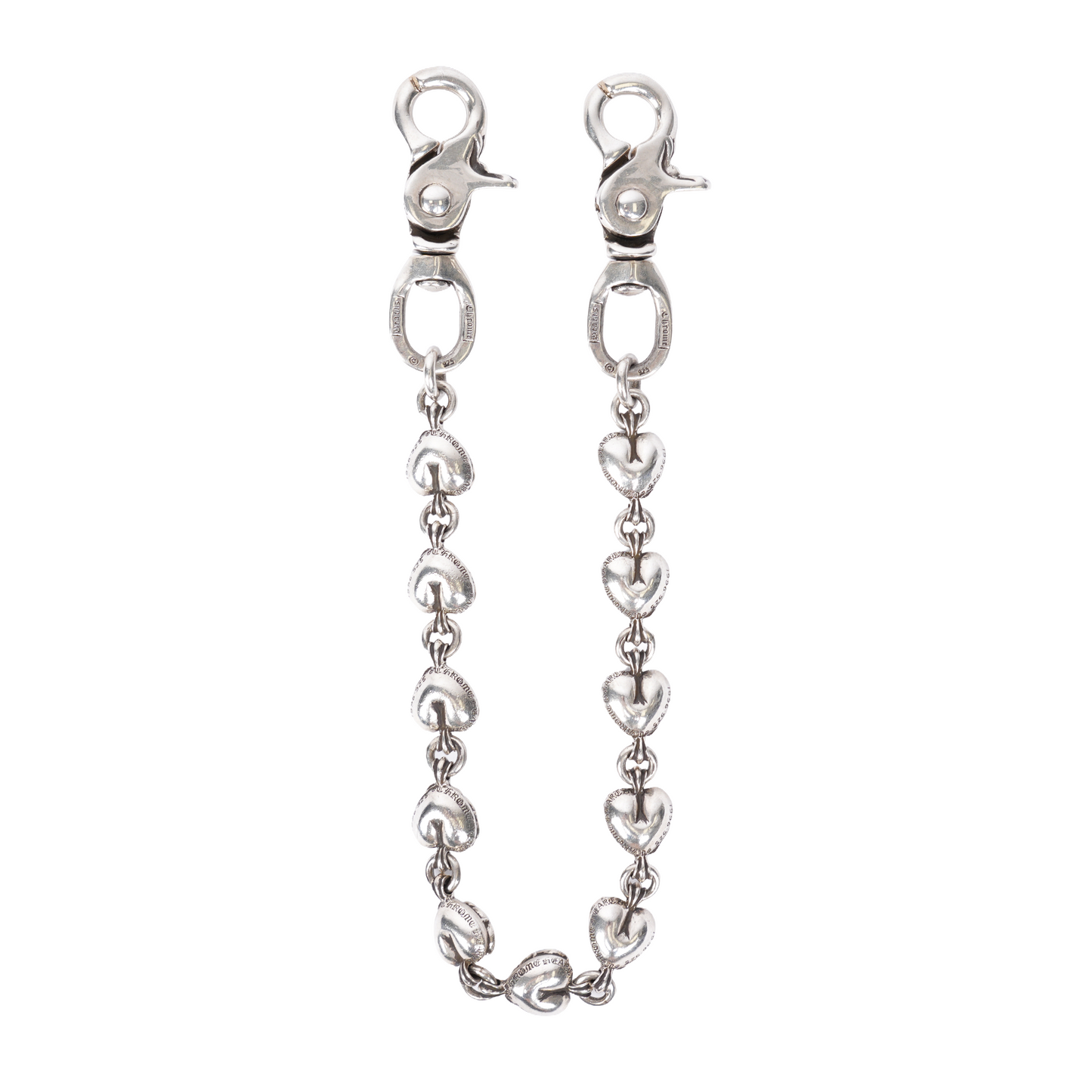 CHROME HEARTS DOUBLE LOBSTER HEART WALLET CHAIN 16 INCHES 11 LINK