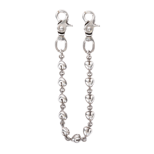 CHROME HEARTS DOUBLE LOBSTER HEART WALLET CHAIN 16 INCHES 11 LINK