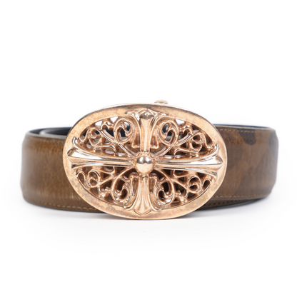 CHROME HEARTS BRONZE OVAL BELT BUCKLE WITH CAMO STRAP