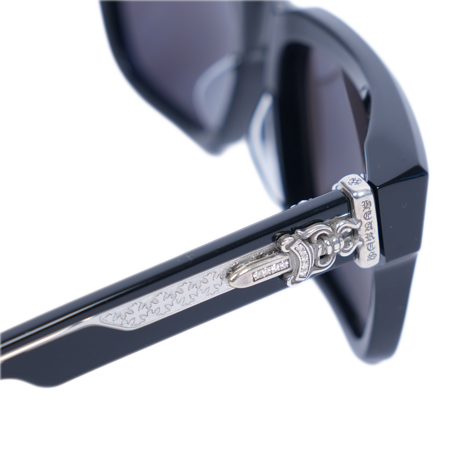 CHROME HEARTS GLOSSY BOX OFFICER SUNGLASSES WITH DIAMOND