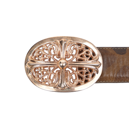 CHROME HEARTS BRONZE OVAL BELT BUCKLE WITH CAMO STRAP