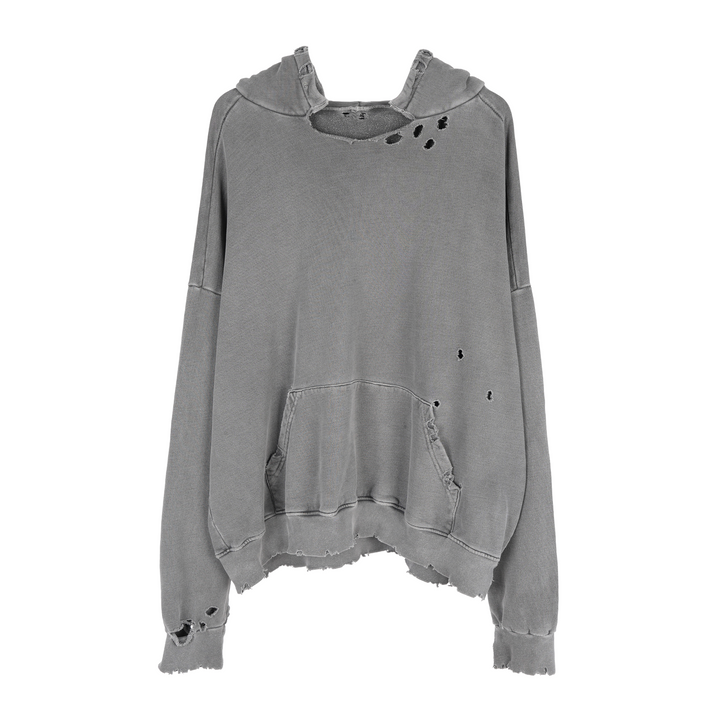 ALEXANDER DIGENOVA THRASHED BOXY GREY BLANK HOODIE