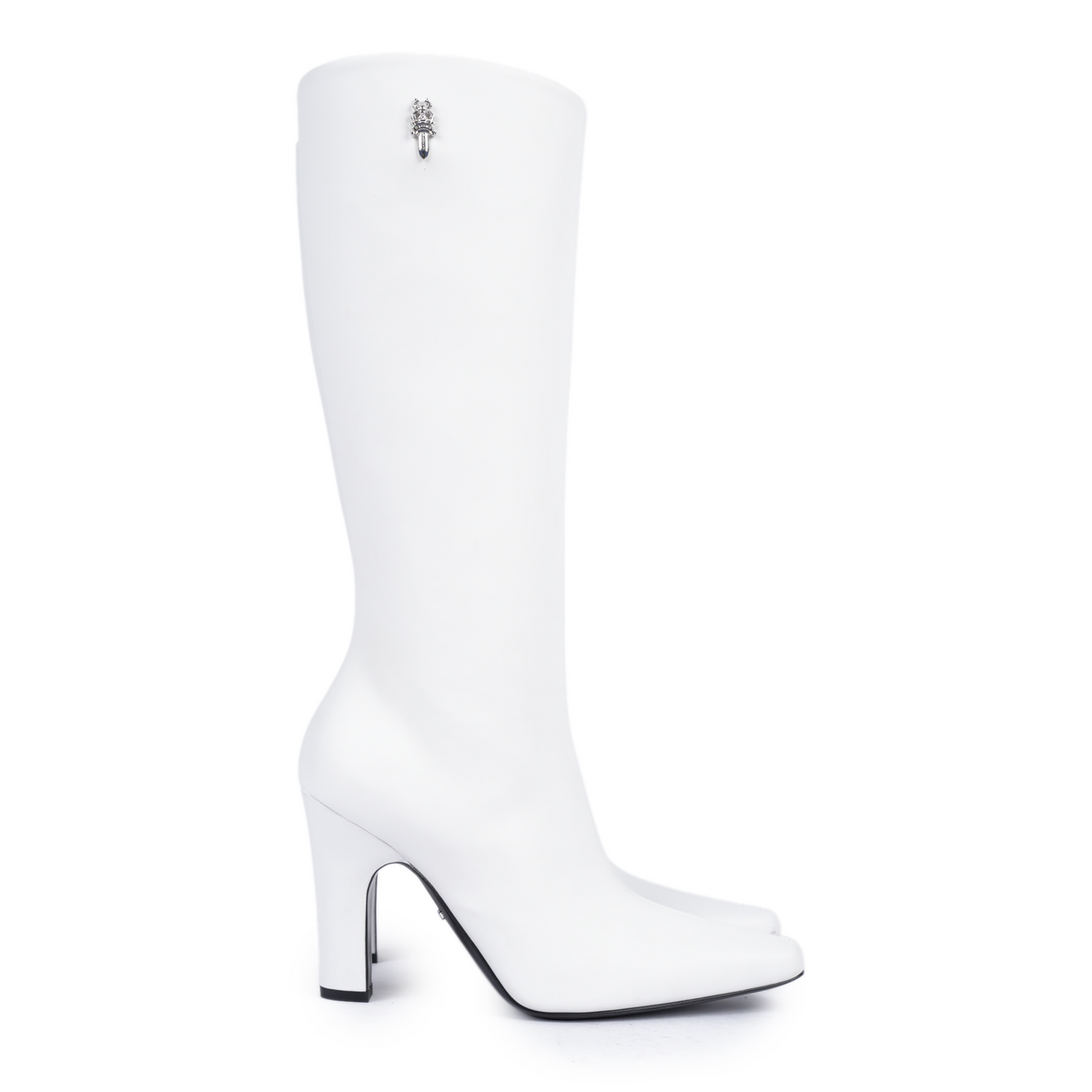 CHROME HEARTS WHITE SUGAR JONES RHODIUM PLATED LEATHER HIGH HEELS