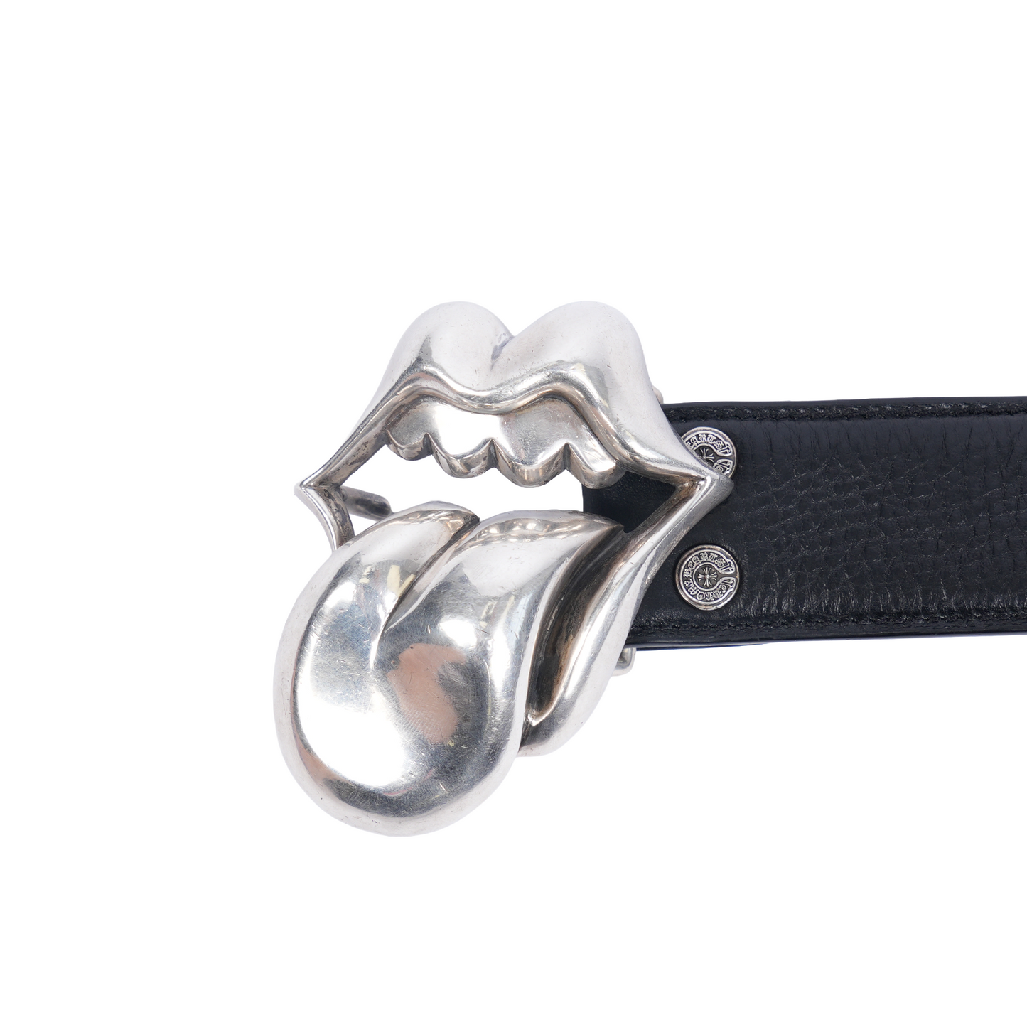 CHROME HEARTS ROLLING STONES BUCKLE WITH PLAIN BLACK STRAP
