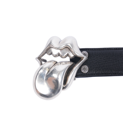 CHROME HEARTS ROLLING STONES BUCKLE WITH PLAIN BLACK STRAP