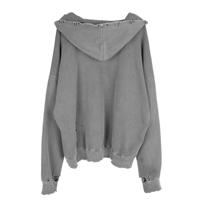 ALEXANDER DIGENOVA THRASHED BOXY GREY BLANK HOODIE