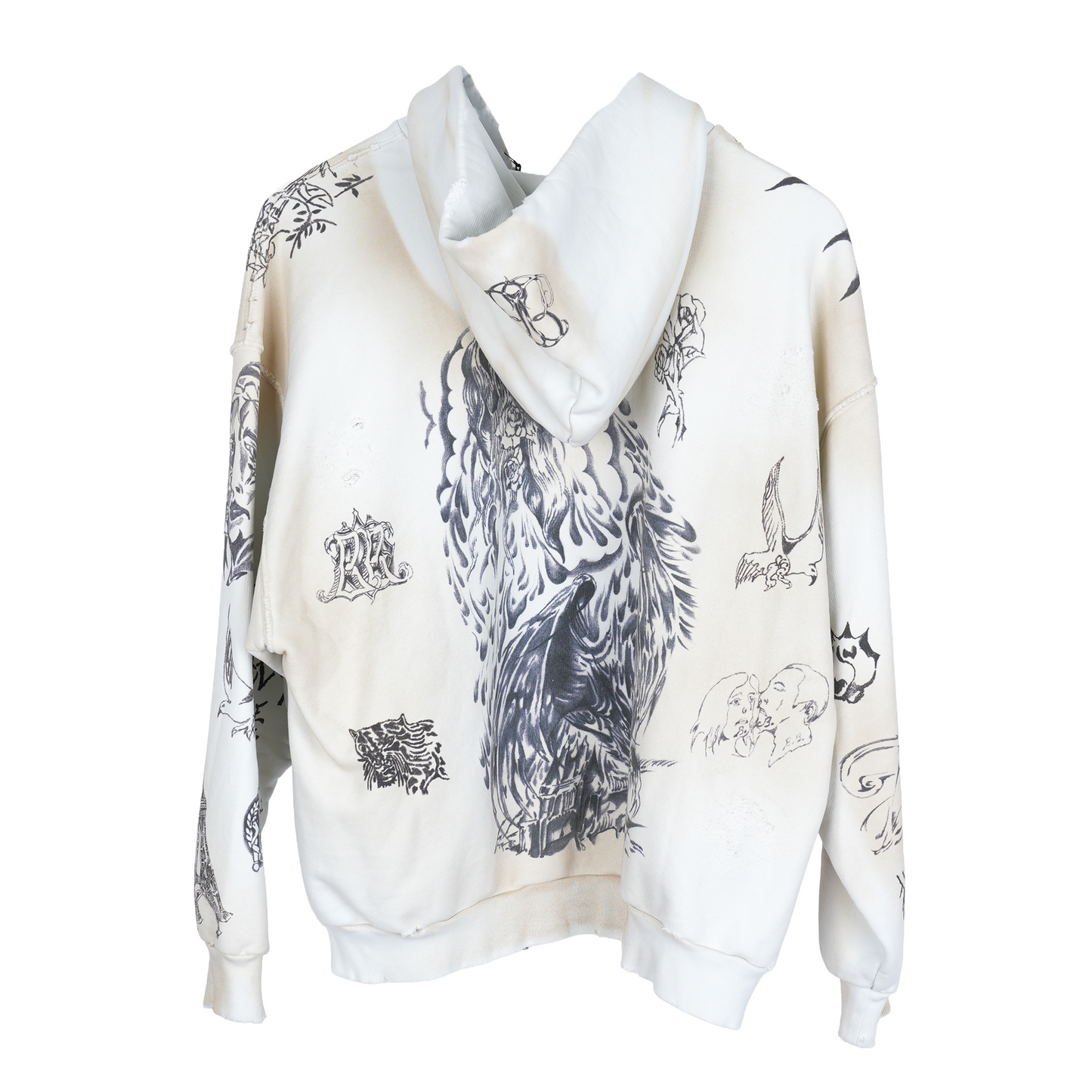 BALENCIAGA WHITE TATTOO ZIP UP HOODIE
