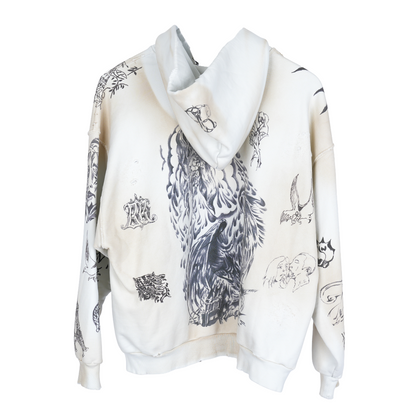 BALENCIAGA WHITE TATTOO ZIP UP HOODIE