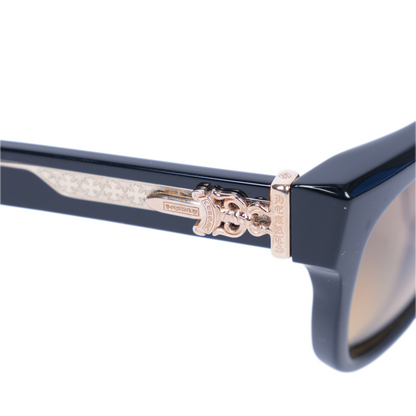 CHROME HEARTS GLOSSY BOX OFFICER SUNGLASSES GOLD