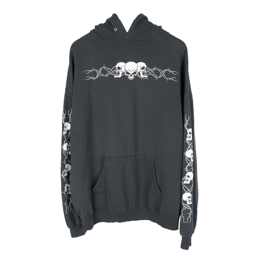 VINTAGE 2001 GOOD SPORTS SKULL  BARBED WIRE  PULL OVER HOODIE