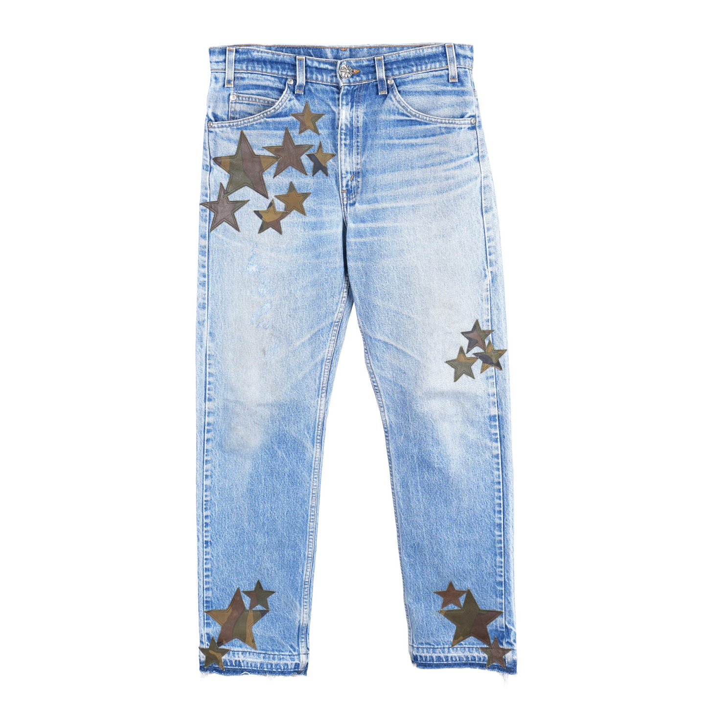 CHROME HEARTS CAMO STAR PATCH ORANGE TAB DENIM