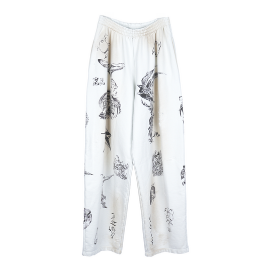 BALENCIAGA WHITE TATTOO SWEATPANTS