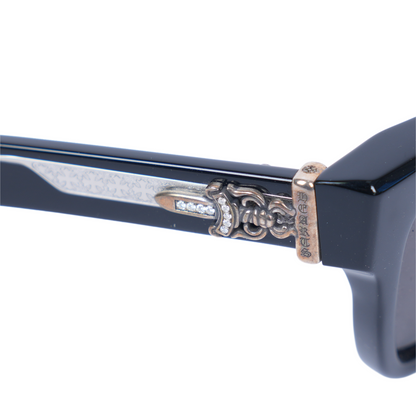 CHROME HEARTS GLOSSY BOX OFFICER SUNGLASSES WITH DIAMOND