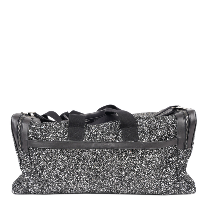 SAINT LAURENT GLITTER CANVAS AND LEATHER CITY DUFFEL BAG