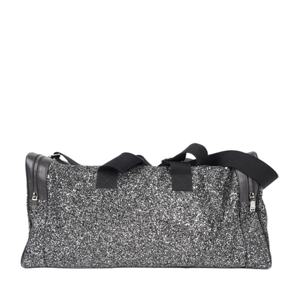 SAINT LAURENT GLITTER CANVAS AND LEATHER CITY DUFFEL BAG