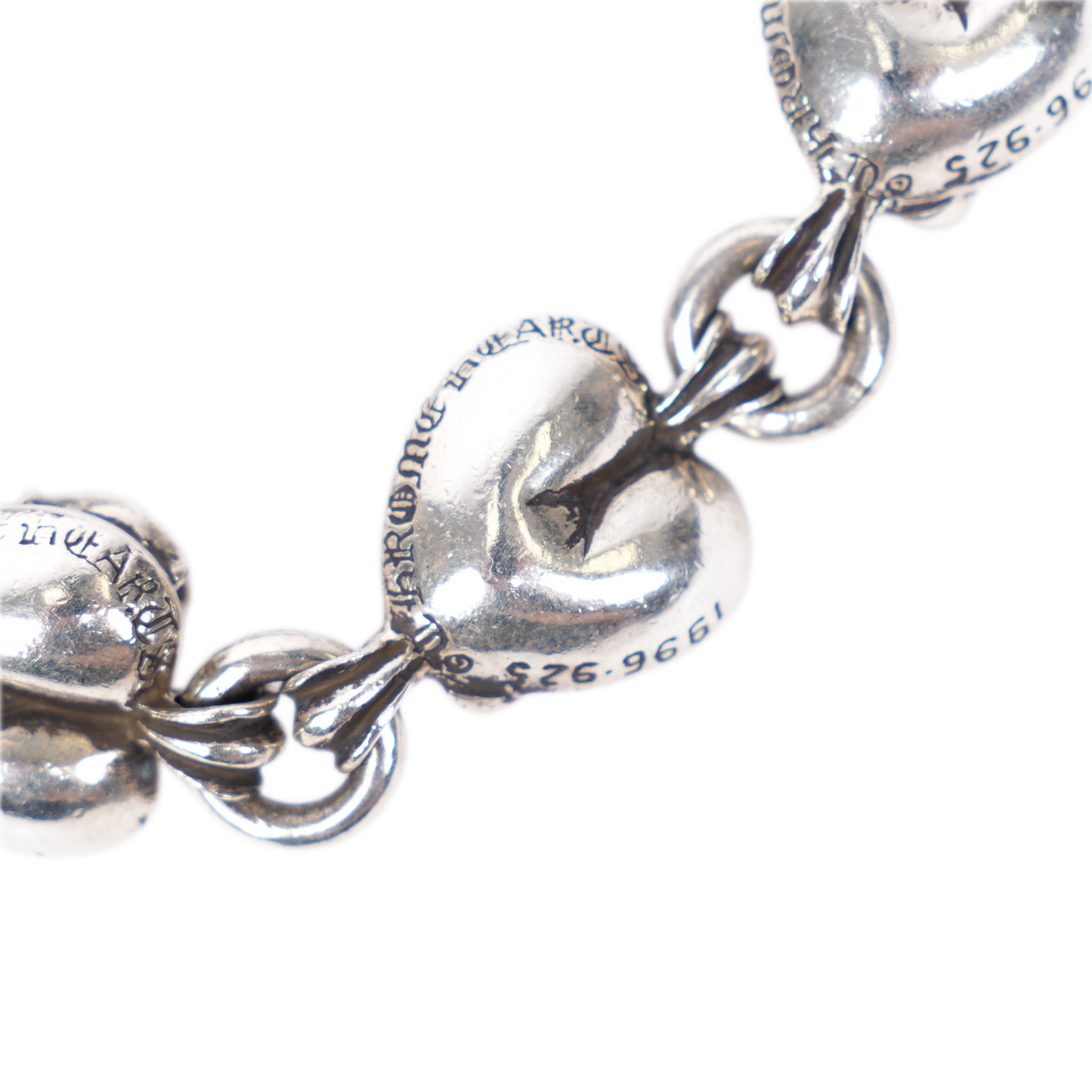 CHROME HEARTS DOUBLE LOBSTER HEART WALLET CHAIN 16 INCHES 11 LINK