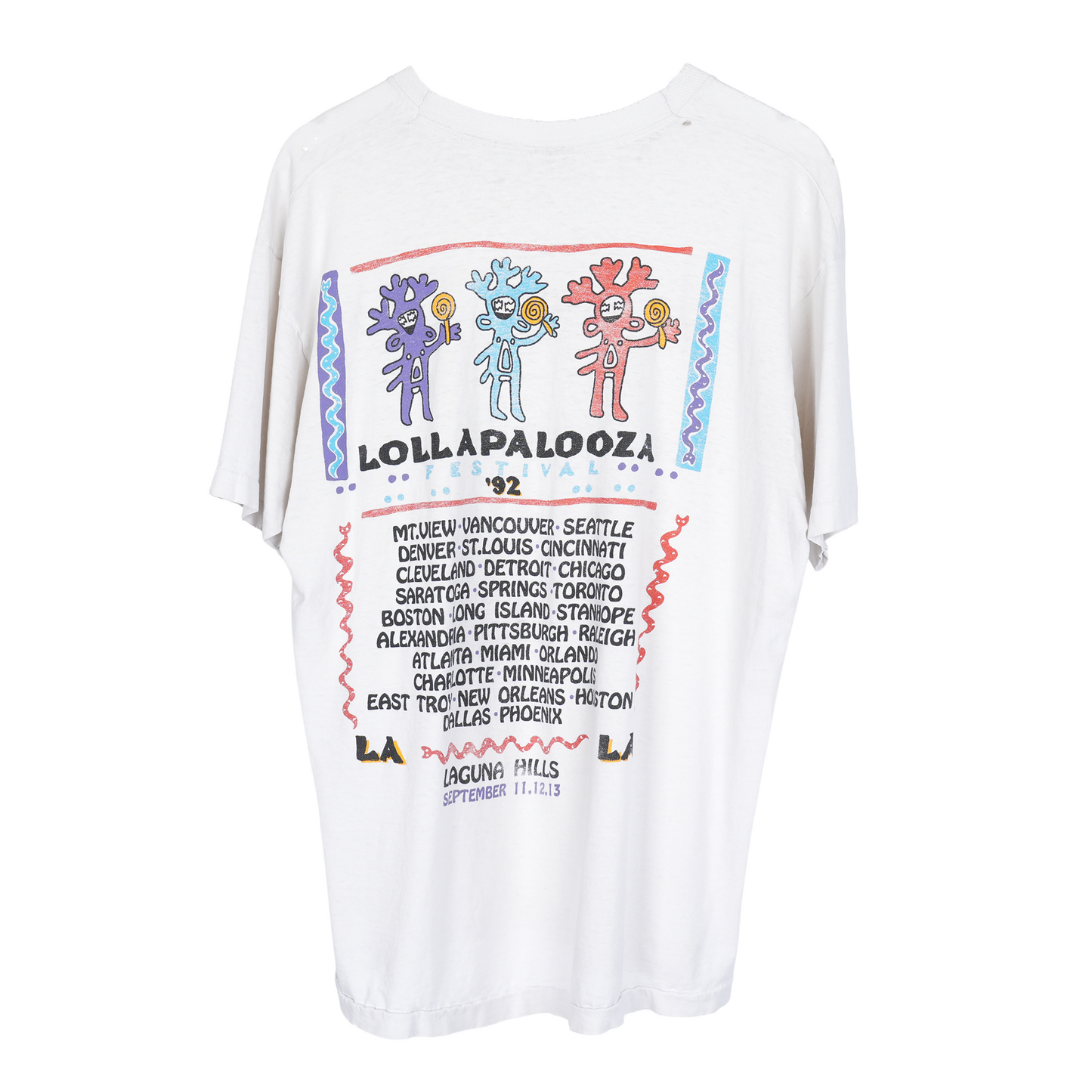 SOUNDGARDEN PEARL JAM LOLLAPALOOZA '92 LINEUP WHITE T-SHIRT