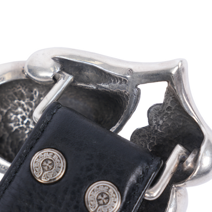 CHROME HEARTS ROLLING STONES BUCKLE WITH PLAIN BLACK STRAP