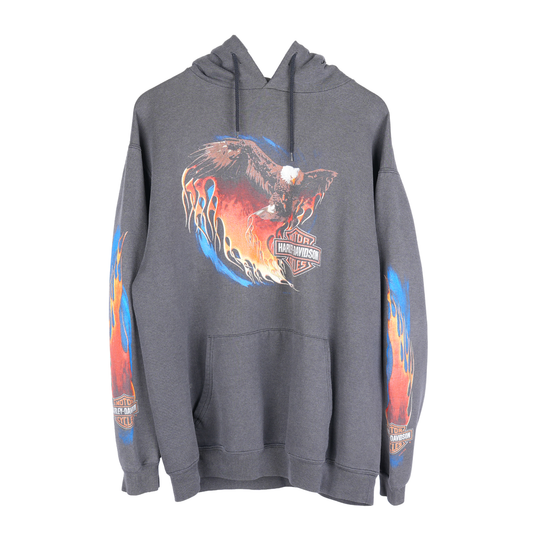 VINTAGE HARLEY-DAVIDSON FADED EAGLE LOGO FLAME HOODIE