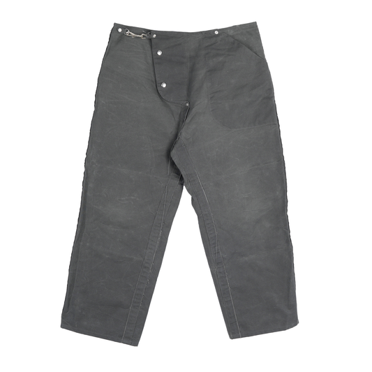 ENFANTS RICHES DÉPRIMÉS ERD FIREMAN LEATHER ROSE BUCKLE WAXED COTTON PANTS