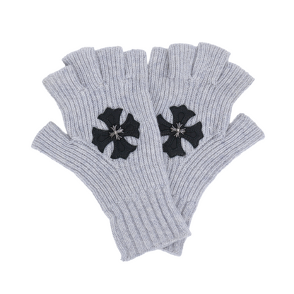 CHROME HEARTS GREY CROSS GLOVES