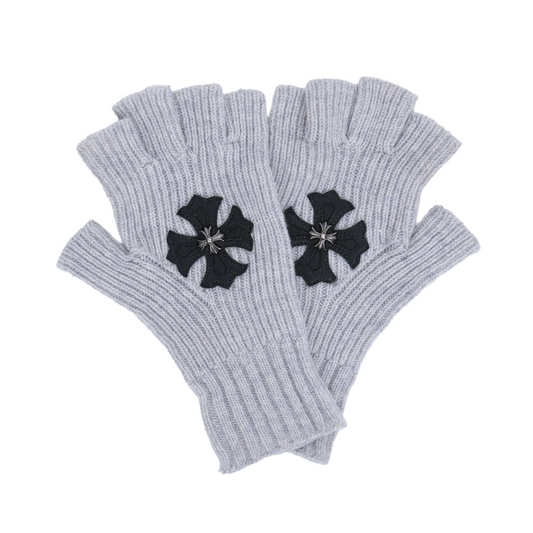 CHROME HEARTS GREY CROSS GLOVES