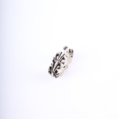 DOUBLE FLORAL CROSS HEART RING
