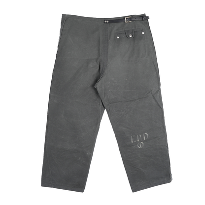 ENFANTS RICHES DÉPRIMÉS ERD FIREMAN LEATHER ROSE BUCKLE WAXED COTTON PANTS