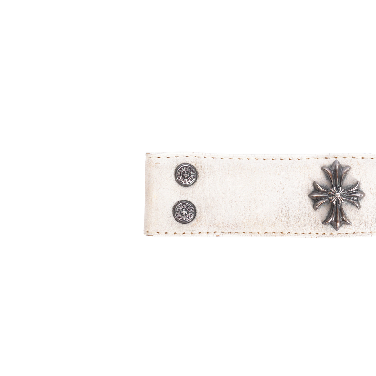 CHROME HEARTS PLUS CROSS STUDDED WHITE BELT STRAP