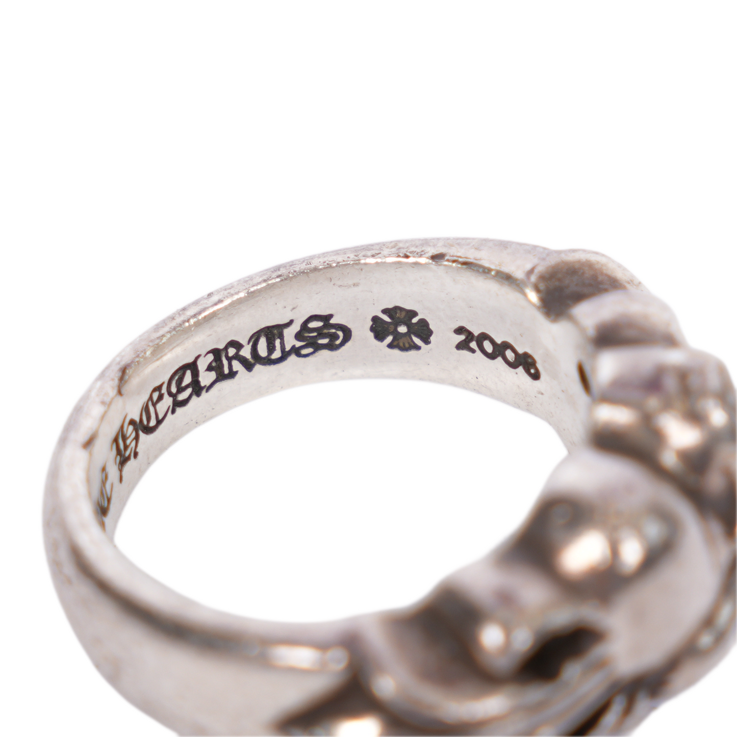 CHROME HEARTS FLORAL CROSS HEART RING