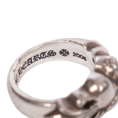 CHROME HEARTS FLORAL CROSS HEART RING