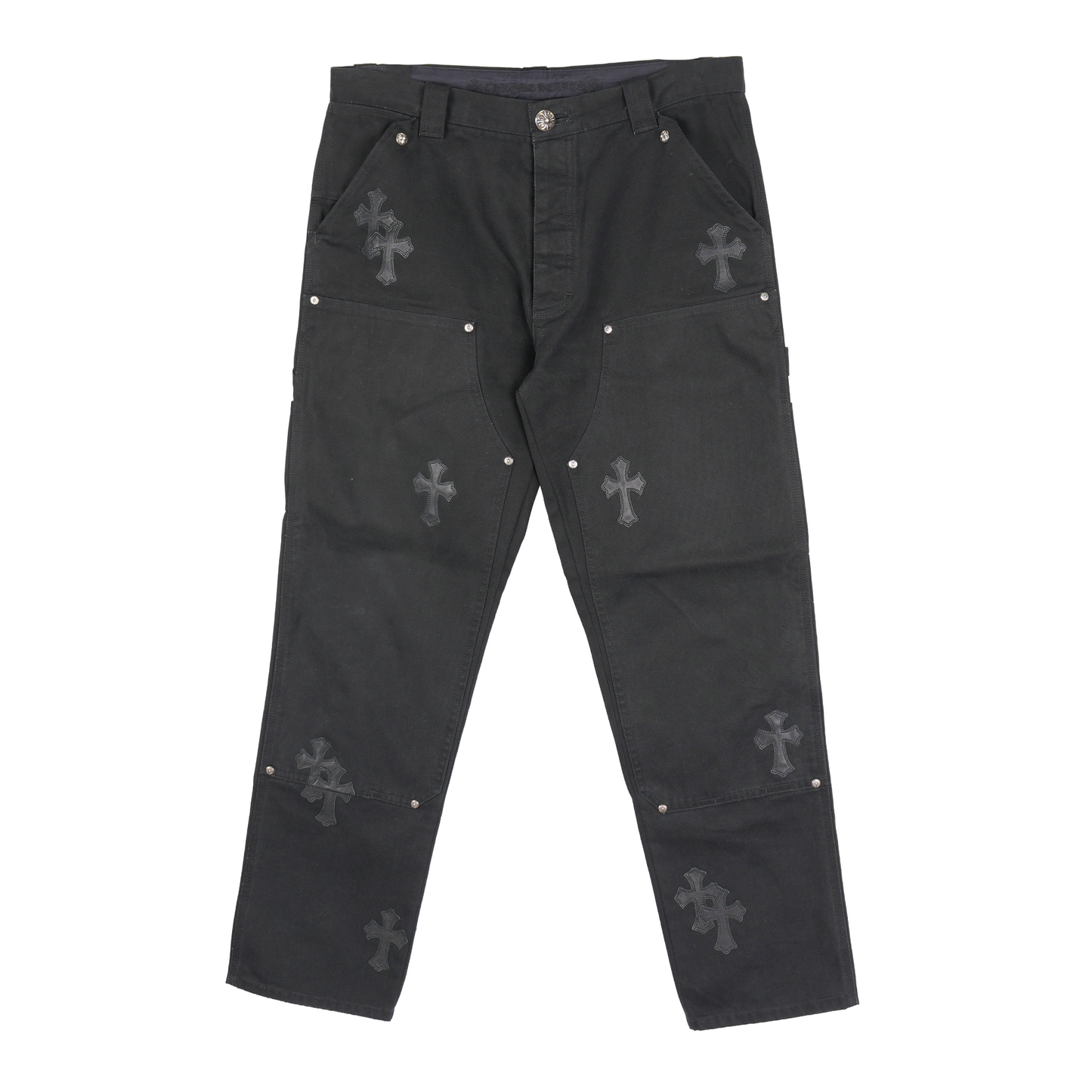 CHROME HEARTS BLACK PATCH BLACK DOUBLE KNEE CARPENTERS