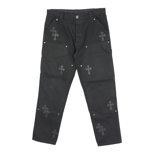CHROME HEARTS BLACK PATCH BLACK DOUBLE KNEE CARPENTERS