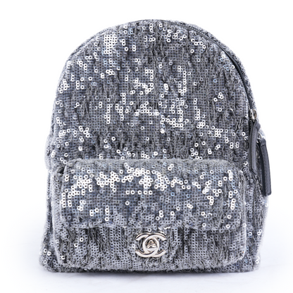 CHANEL BLACK 2018 SEQUIN WATERFALL TINY BACKPACK