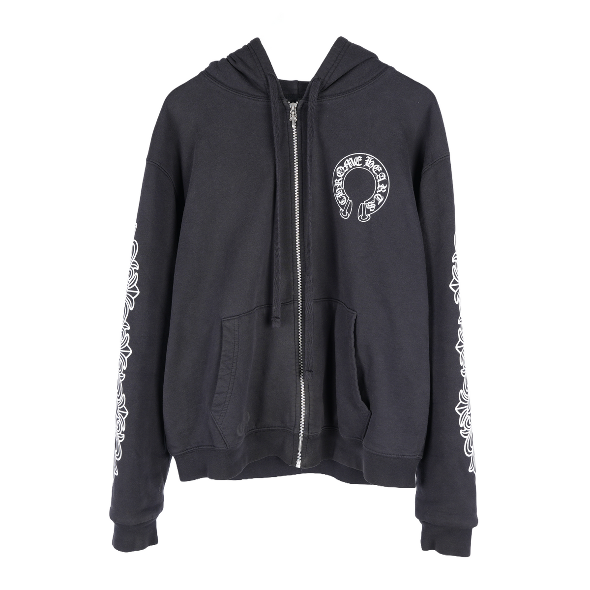 CHROME HEARTS BLACK THERMAL HORSESHOE FLORAL DAGGER ZIP UP