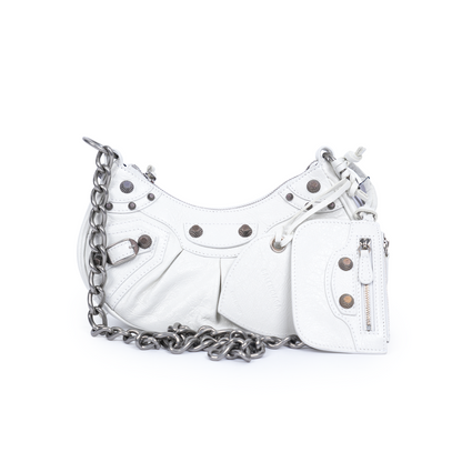 BALENCIAGA LE CAGOLE WHITE HANDBAG